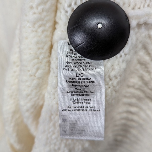 Vince Sweater Large Cream NWOT Nubby Turtleneck Long Sleeves Wool Blend - Picture 5 of 6